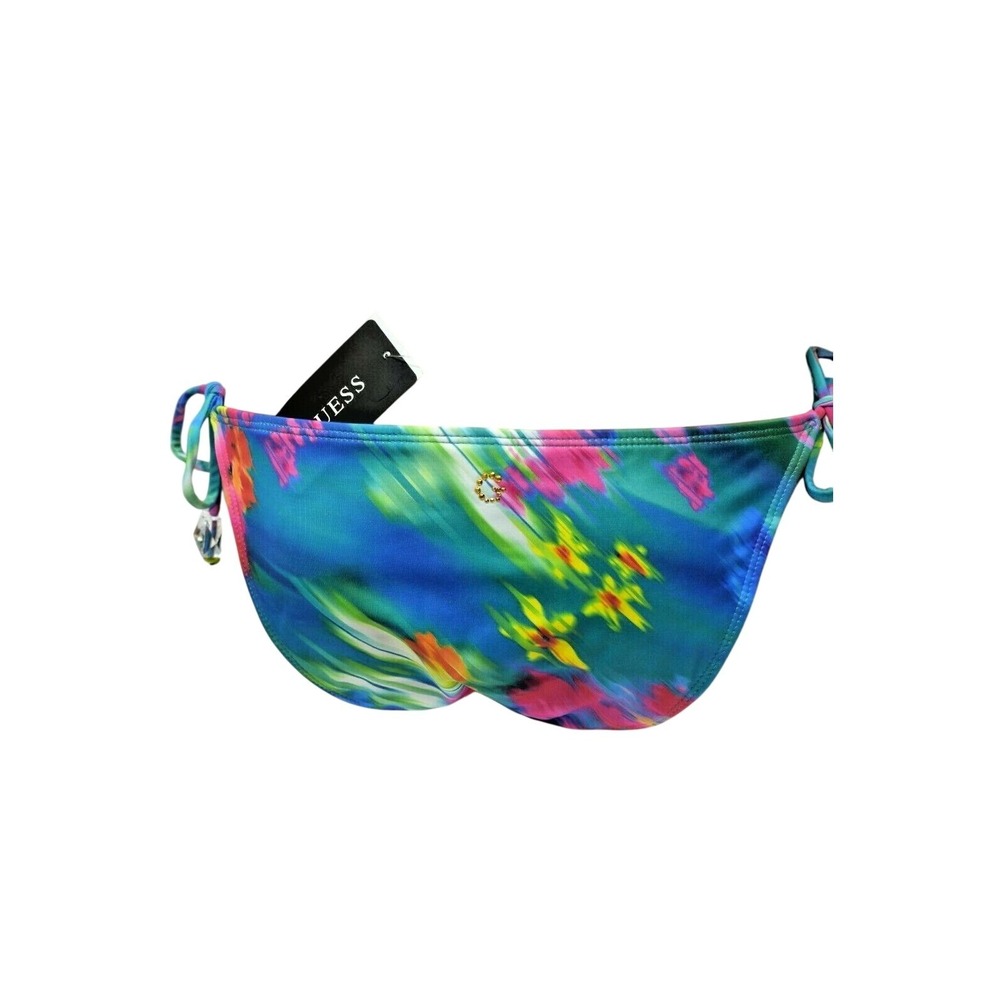 Guess Womens Multicolor Tropical Floral Ruffle Triangle Bikini Set Blue New - Picture 10 of 11